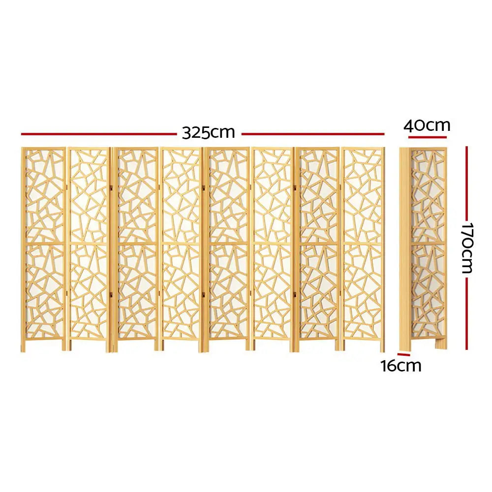 Artiss 8 Panel Room Divider Screen 325x170cm Clover Natural - Furniture > Living Room