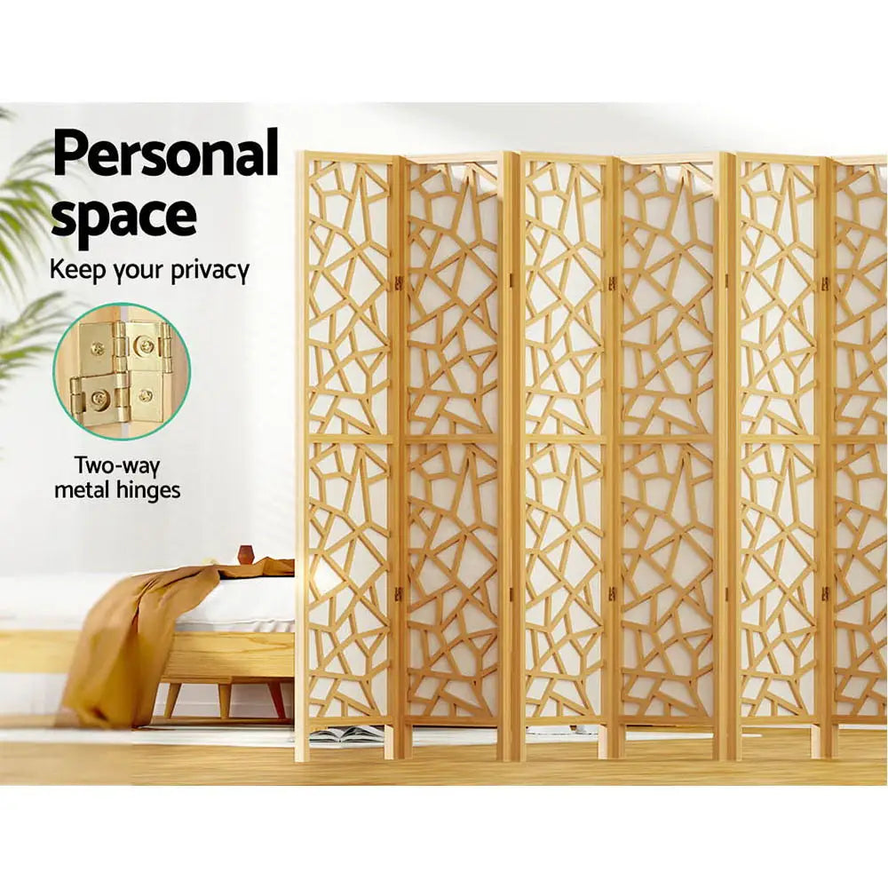 Artiss 8 Panel Room Divider Screen 325x170cm Clover Natural - Furniture > Living Room