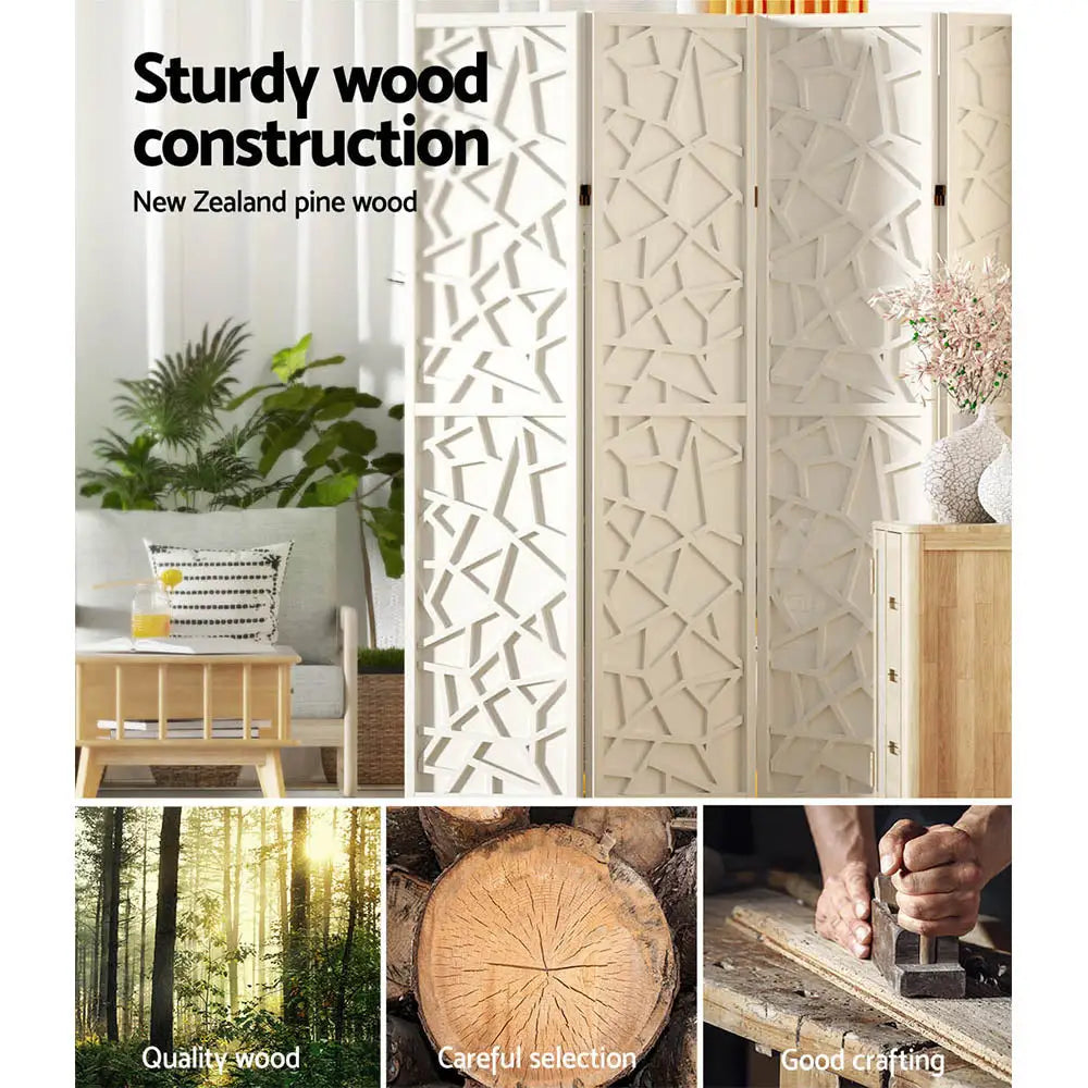 Artiss 8 Panel Room Divider Screen 325x170cm Clover White - Furniture > Living Room