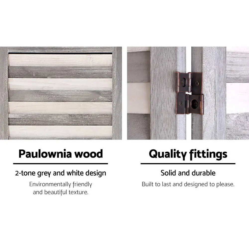 Artiss 8 Panel Room Divider Screen 326x170cm Louver Grey - Furniture > Bedroom > Room Dividers