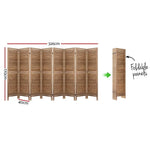 Artiss 8 Panel Room Divider Screen 326x170cm Louver Oak - Furniture > Living Room