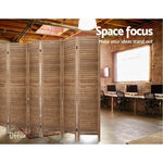 Artiss 8 Panel Room Divider Screen 326x170cm Louver Oak - Furniture > Living Room