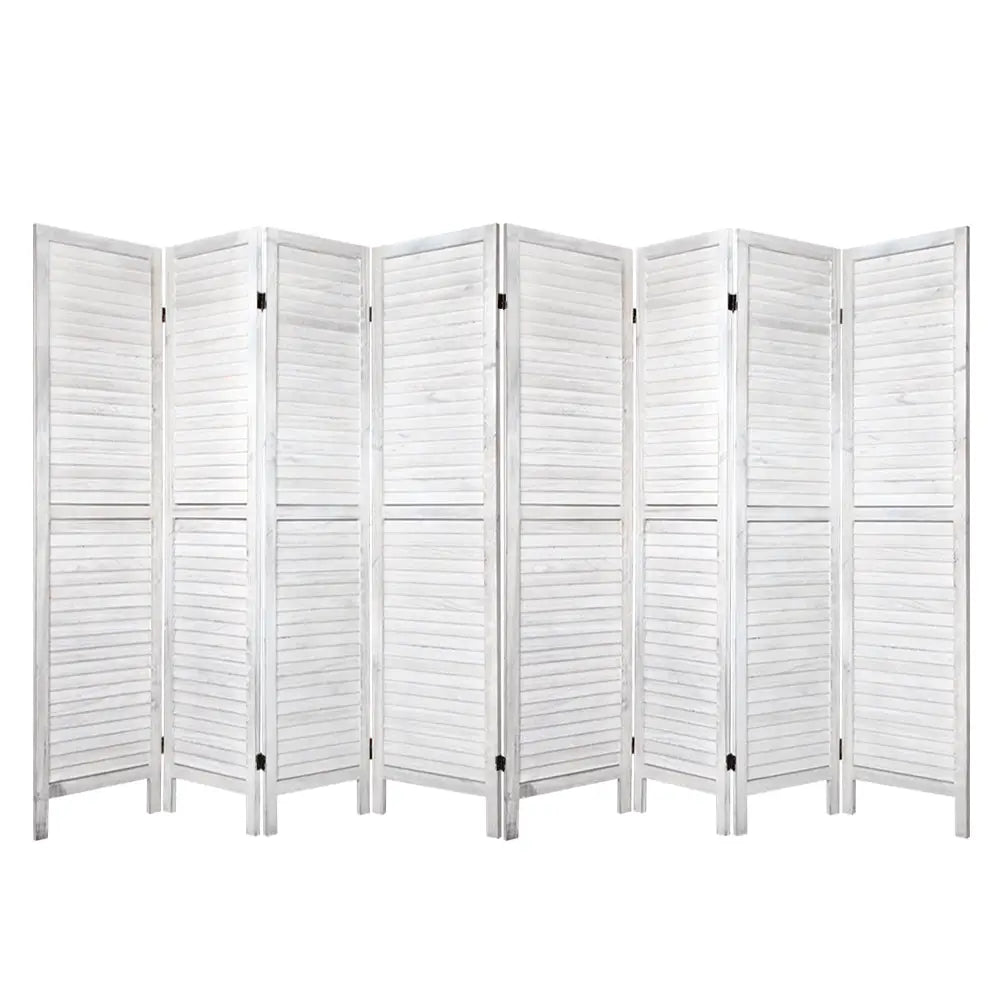 Artiss 8 Panel Room Divider Screen 326x170cm Louver White - Furniture > Living Room