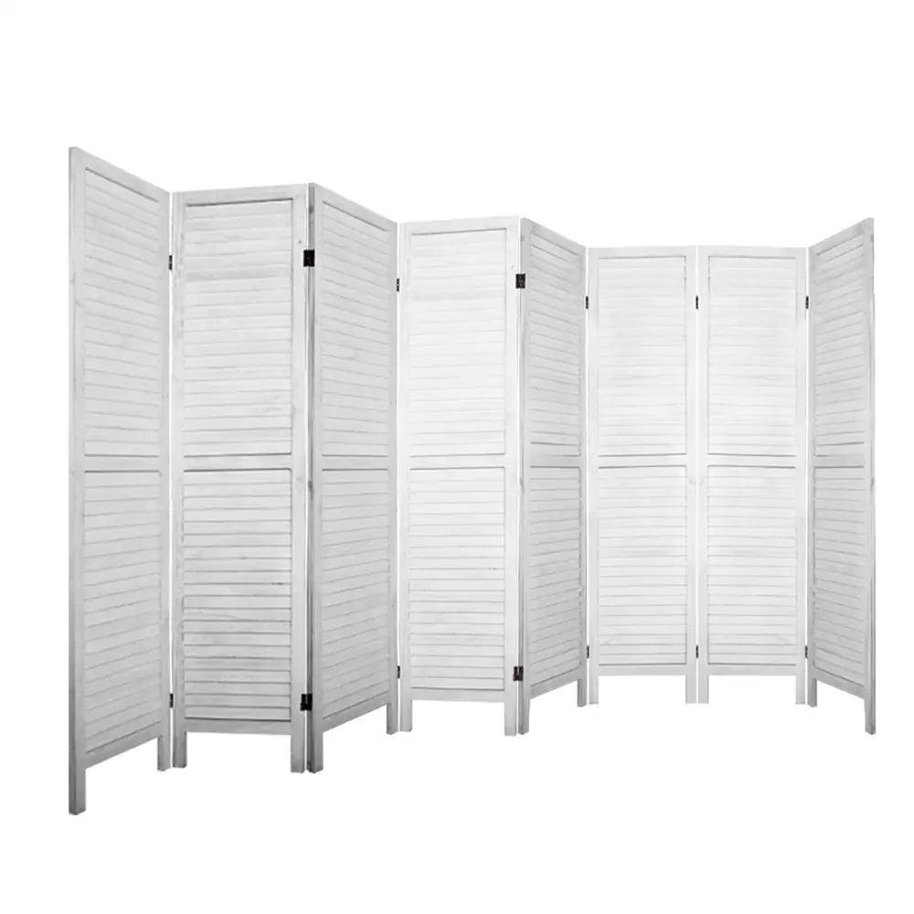 Artiss 8 Panel Room Divider Screen 326x170cm Louver White - Furniture > Living Room