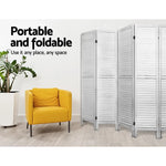 Artiss 8 Panel Room Divider Screen 326x170cm Louver White - Furniture > Living Room