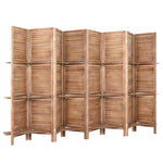 Artiss 8 Panel Room Divider Screen 326x170cm Shelf Oak - Furniture > Living Room