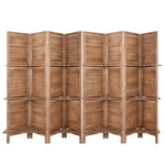 Artiss 8 Panel Room Divider Screen 326x170cm Shelf Oak - Furniture > Living Room