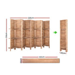 Artiss 8 Panel Room Divider Screen 326x170cm Shelf Oak - Furniture > Living Room