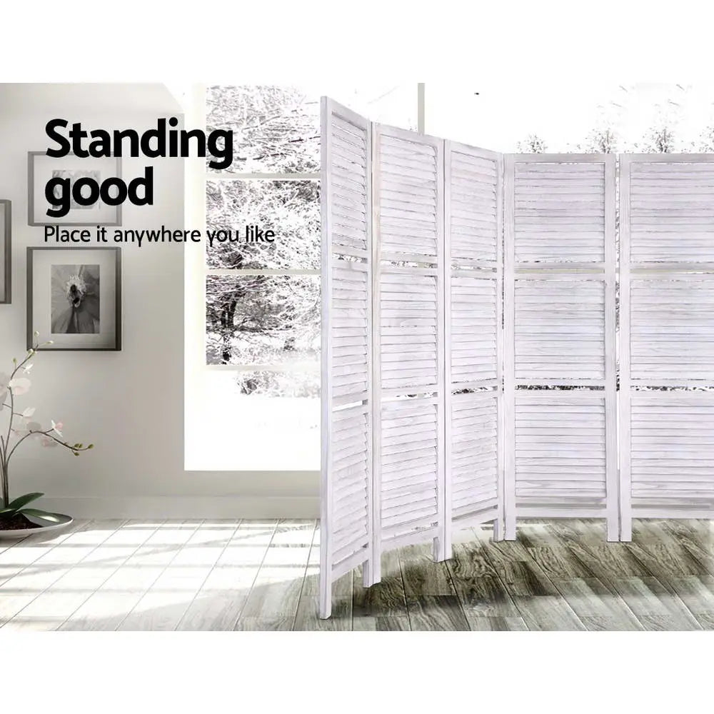 Artiss 8 Panel Room Divider Screen 326x170cm Shelf White - Furniture > Living Room