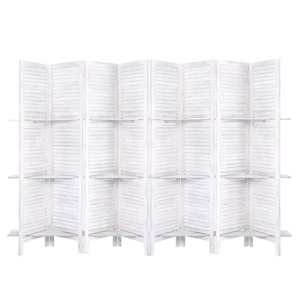 Artiss 8 Panel Room Divider Screen 326x170cm Shelf White - Furniture > Living Room