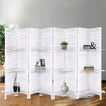 Artiss 8 Panel Room Divider Screen 326x170cm Shelf White - Furniture > Living Room
