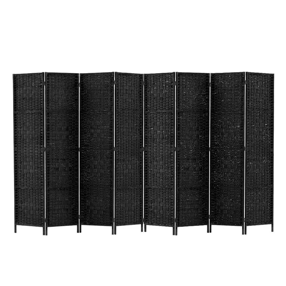 Artiss 8 Panel Room Divider Screen 326x170cm Woven Black - Furniture > Living Room