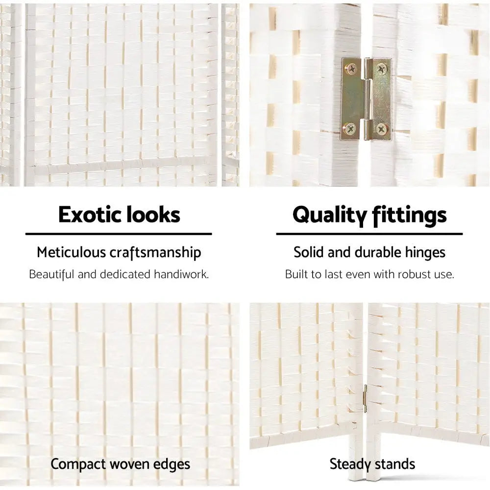 Artiss 8 Panel Room Divider Screen 326x170cm Woven White - Furniture > Living Room