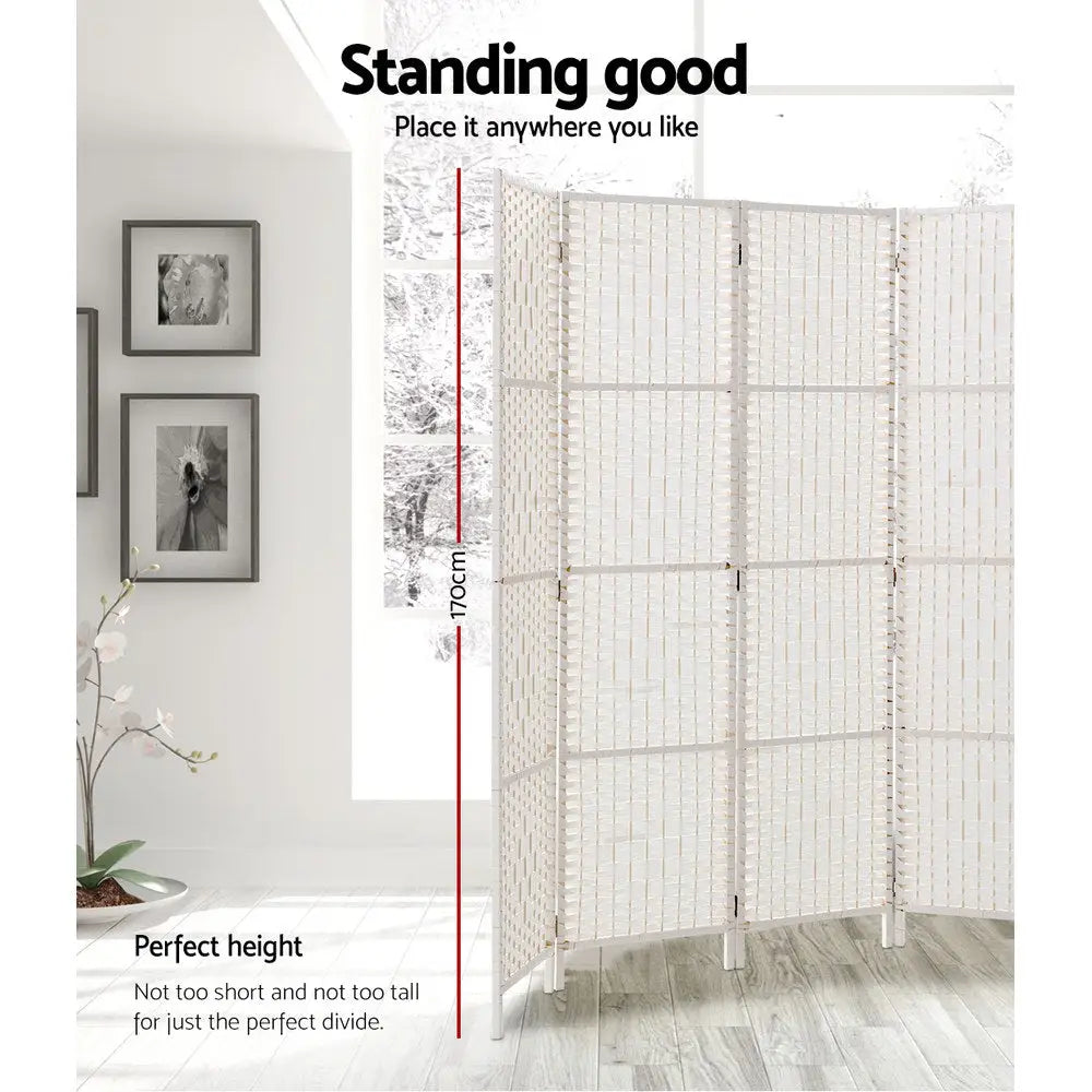 Artiss 8 Panel Room Divider Screen 326x170cm Woven White - Furniture > Living Room