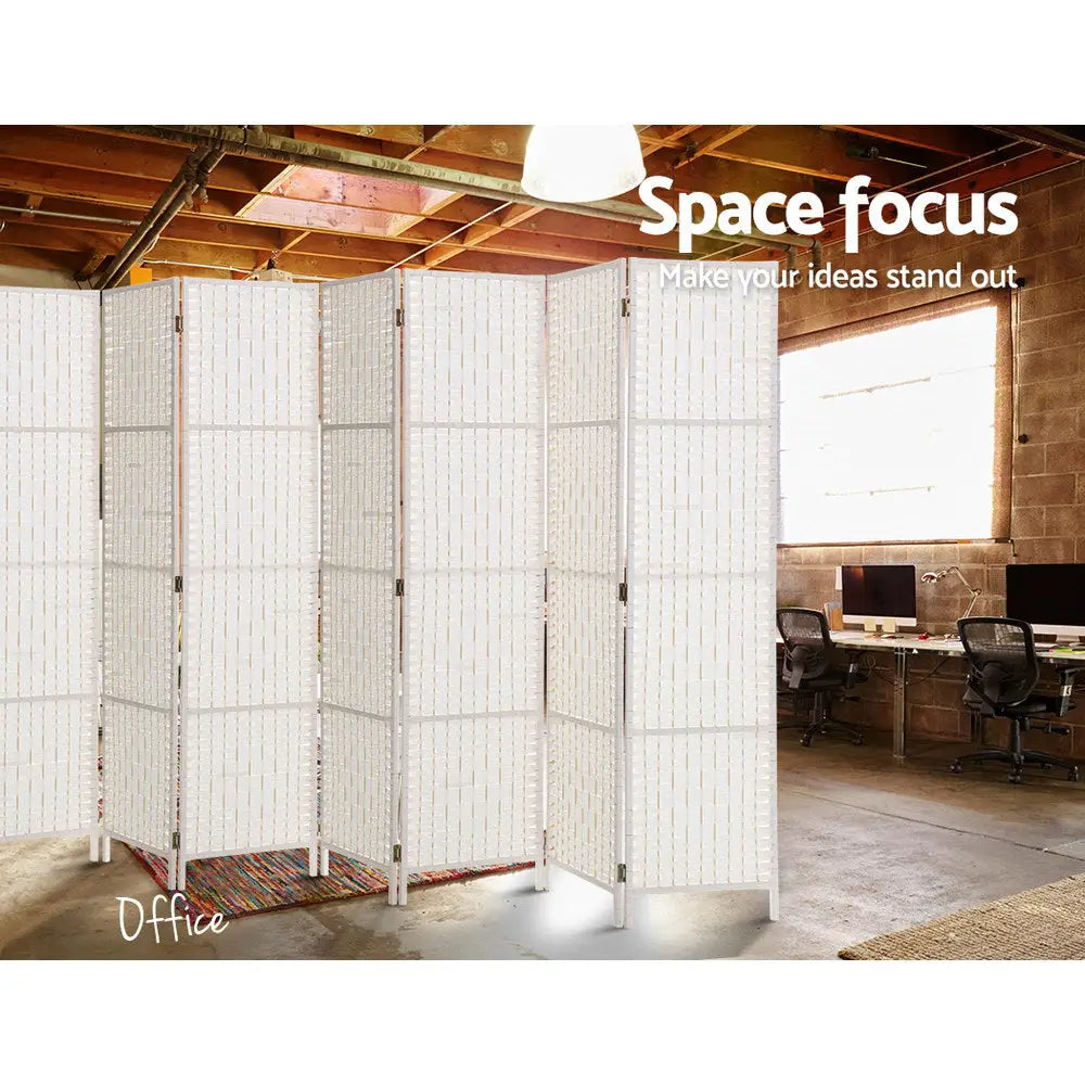 Artiss 8 Panel Room Divider Screen 326x170cm Woven White - Furniture > Living Room
