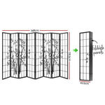Artiss 8 Panel Room Divider Screen 348x179cm Bamboo Black White - Furniture > Living Room