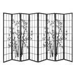 Artiss 8 Panel Room Divider Screen 348x179cm Bamboo Black White - Furniture > Living Room