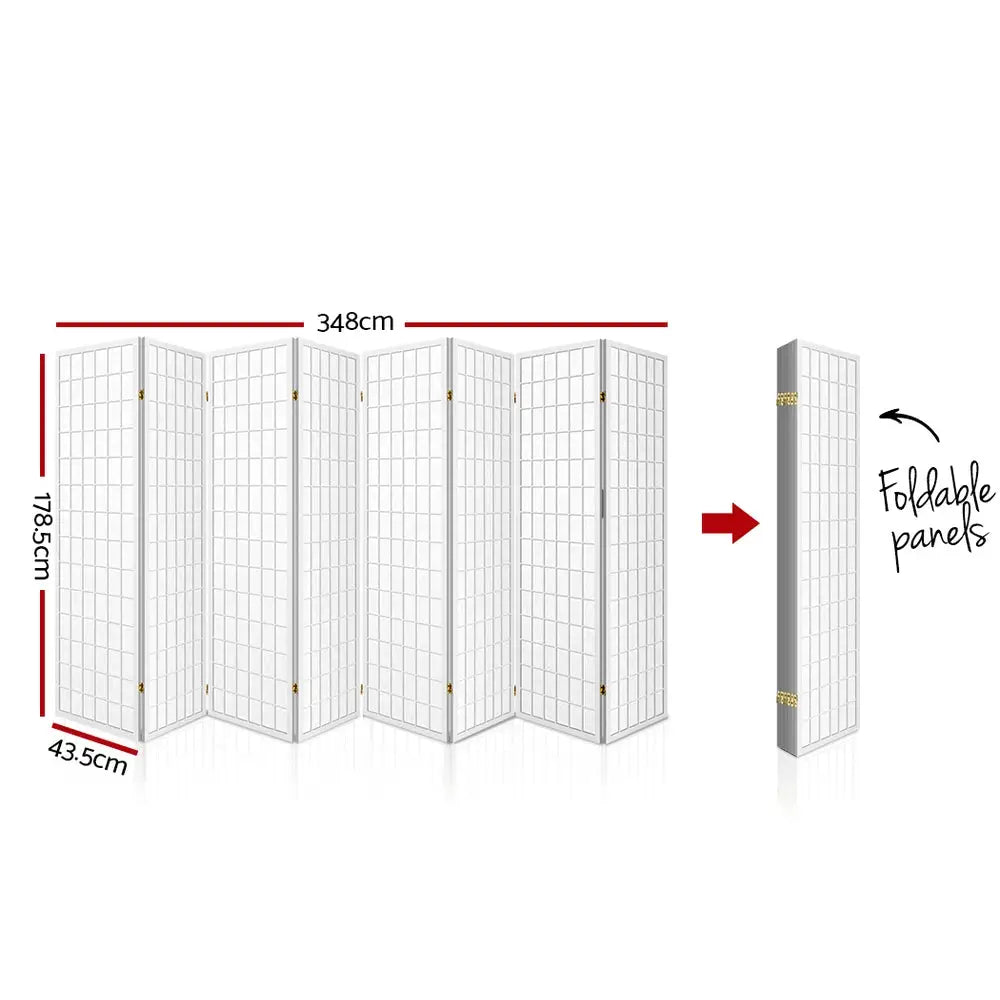 Artiss 8 Panel Room Divider Screen 348x179cm White - Furniture > Living Room