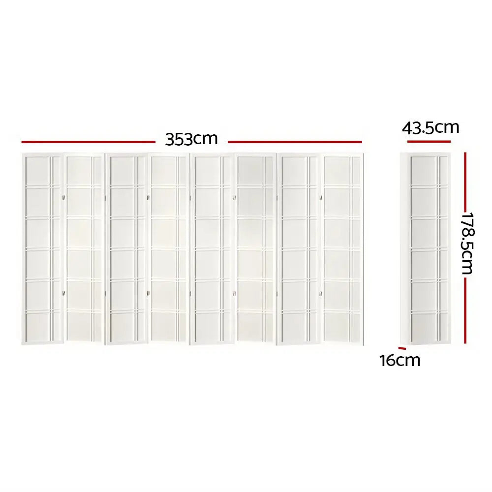 Artiss 8 Panel Room Divider Screen 353x179cm Nova White - Furniture > Living Room