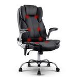 Artiss 8 Point Massage Office Chair PU Leather Black - Furniture > Office