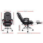 Artiss 8 Point Massage Office Chair PU Leather Footrest Black - Furniture > Office