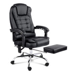 Artiss 8 Point Massage Office Chair PU Leather Footrest Black - Furniture > Office