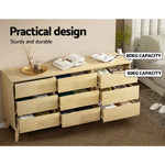 Artiss 9 Chest of Drawers Dresser Table Tallboy Storage Bedroom Oak - Furniture > Bedroom