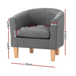 Artiss Abby Fabric Armchair - Grey - Furniture > Bar Stools & Chairs > Arm Chairs & Recliners