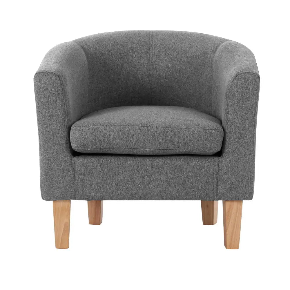 Artiss Abby Fabric Armchair - Grey - Furniture > Bar Stools & Chairs > Arm Chairs & Recliners
