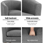 Artiss Abby Fabric Armchair - Grey - Furniture > Bar Stools & Chairs > Arm Chairs & Recliners