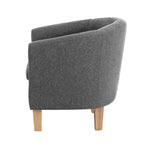Artiss Abby Fabric Armchair - Grey - Furniture > Bar Stools & Chairs > Arm Chairs & Recliners