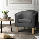 Artiss Abby Fabric Armchair - Grey - Furniture > Bar Stools & Chairs > Arm Chairs & Recliners