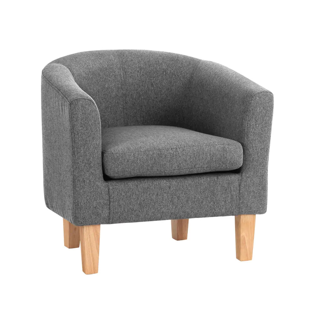 Artiss Abby Fabric Armchair - Grey - Furniture > Bar Stools & Chairs > Arm Chairs & Recliners