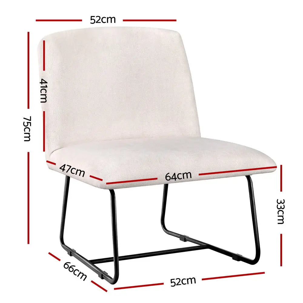 Artiss Accent Chair Armless Armchair Sled Cross Leg Beige - Furniture > Bar Stools & Chairs > Arm Chairs & Recliners