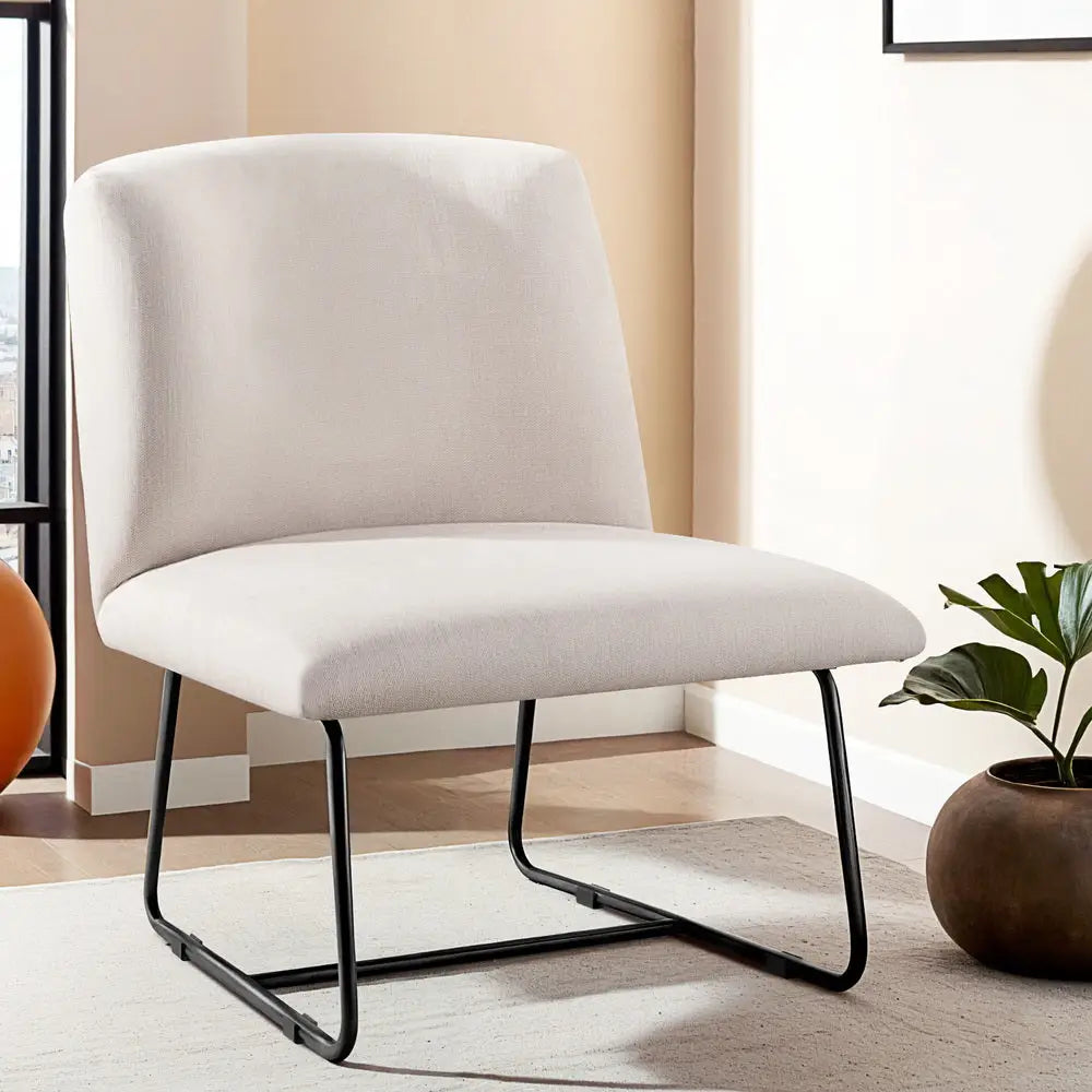 Artiss Accent Chair Armless Armchair Sled Cross Leg Beige - Furniture > Bar Stools & Chairs > Arm Chairs & Recliners
