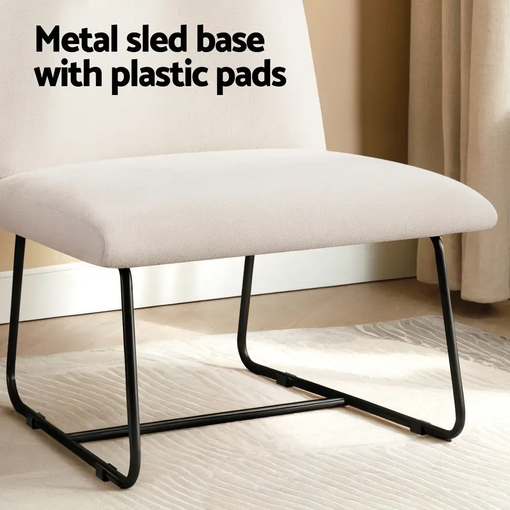 Artiss Accent Chair Armless Armchair Sled Cross Leg Beige - Furniture > Bar Stools & Chairs > Arm Chairs & Recliners