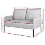 Artiss Armchair 2-Seater Sofa Accent Chair Loveseat Grey Linen Fabric Metal Leg - Furniture > Bar Stools & Chairs