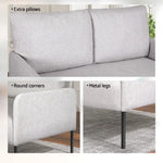 Artiss Armchair 2-Seater Sofa Accent Chair Loveseat Grey Linen Fabric Metal Leg - Furniture > Bar Stools & Chairs