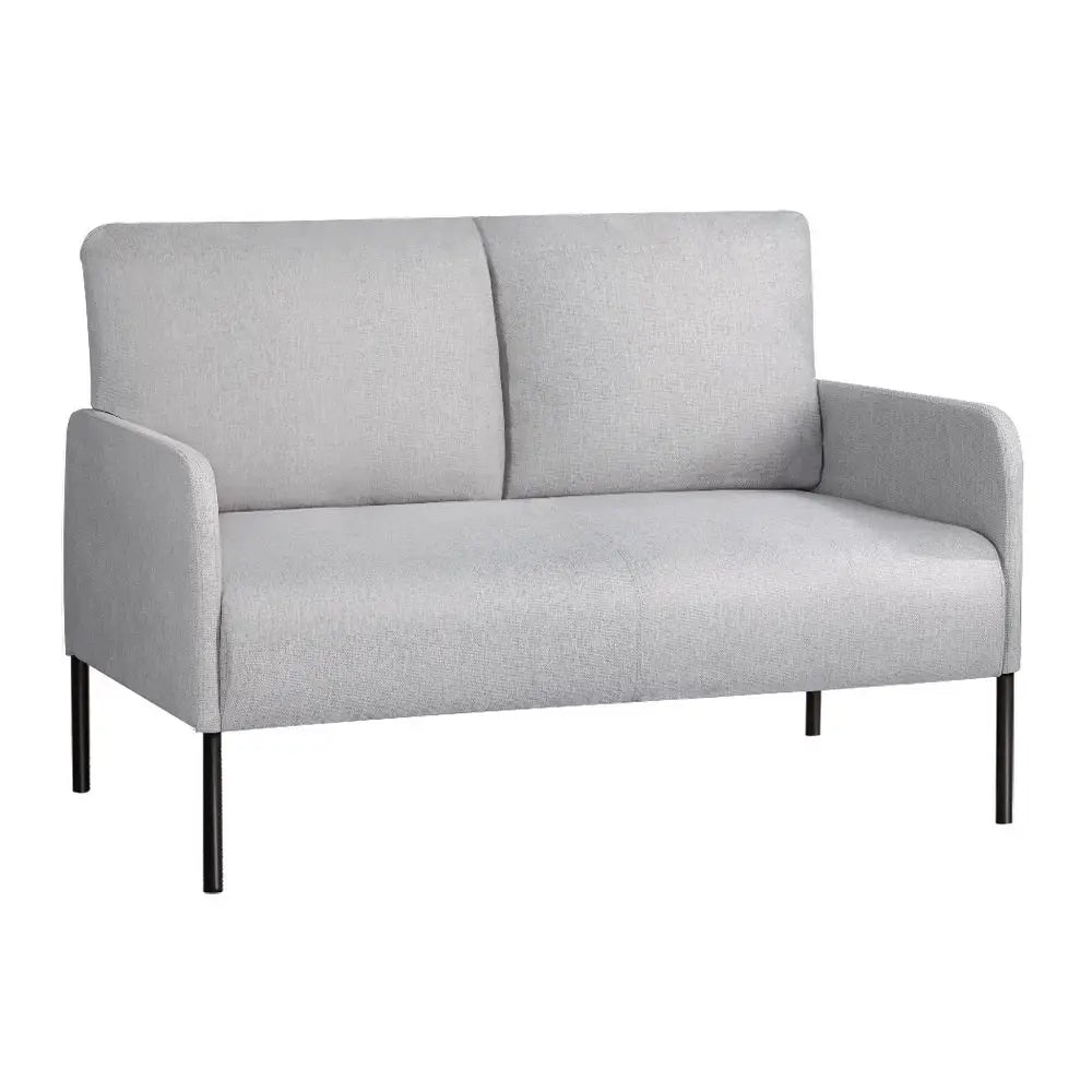 Artiss Armchair 2-Seater Sofa Accent Chair Loveseat Grey Linen Fabric Metal Leg - Furniture > Bar Stools & Chairs