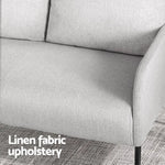 Artiss Armchair 2-Seater Sofa Accent Chair Loveseat Grey Linen Fabric Metal Leg - Furniture > Bar Stools & Chairs