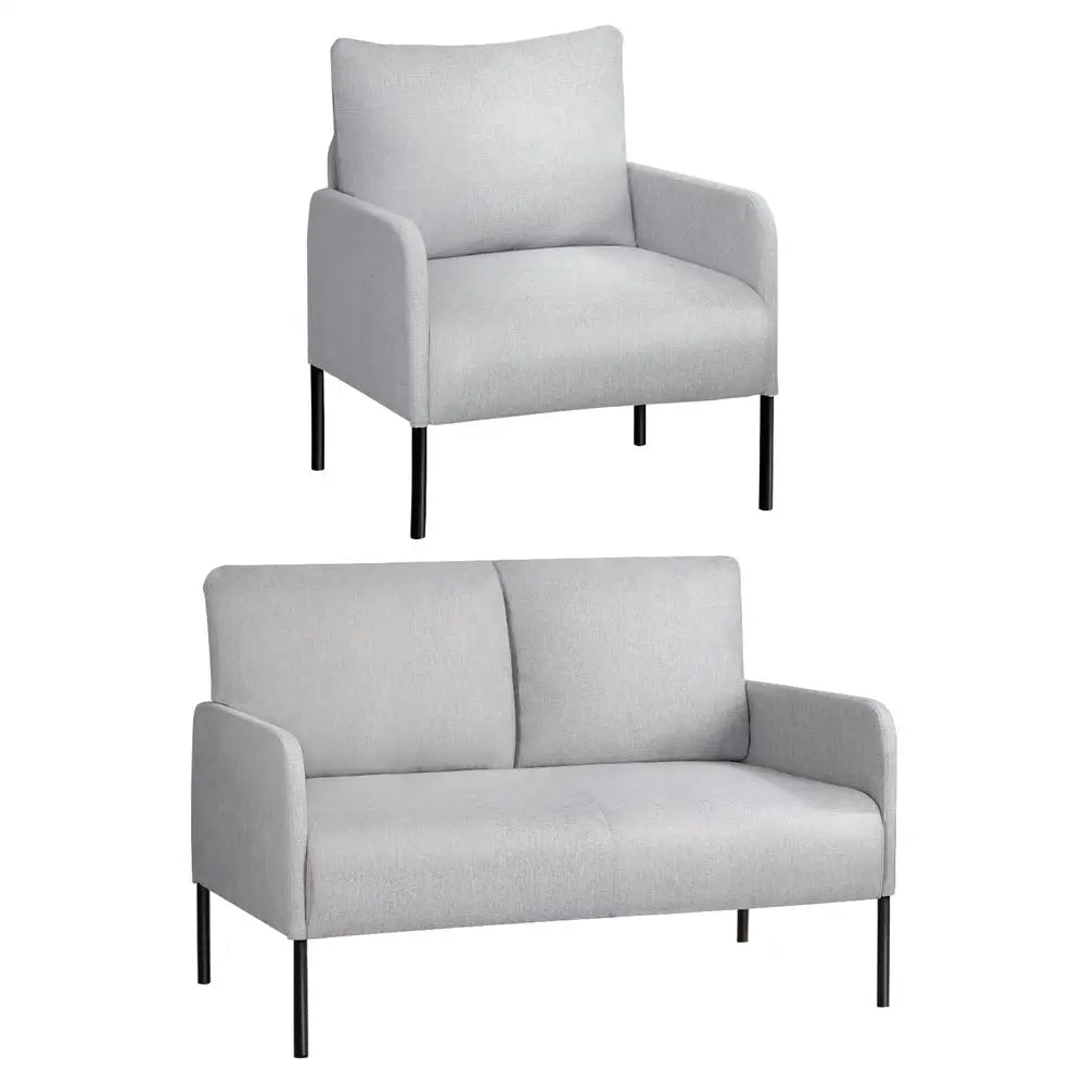 Artiss Armchair 4 Seater Sofa Set Pillow Gery Kane - Furniture > Bar Stools & Chairs > Arm Chairs & Recliners