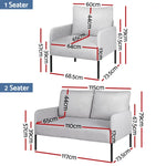 Artiss Armchair 4 Seater Sofa Set Pillow Gery Kane - Furniture > Bar Stools & Chairs > Arm Chairs & Recliners