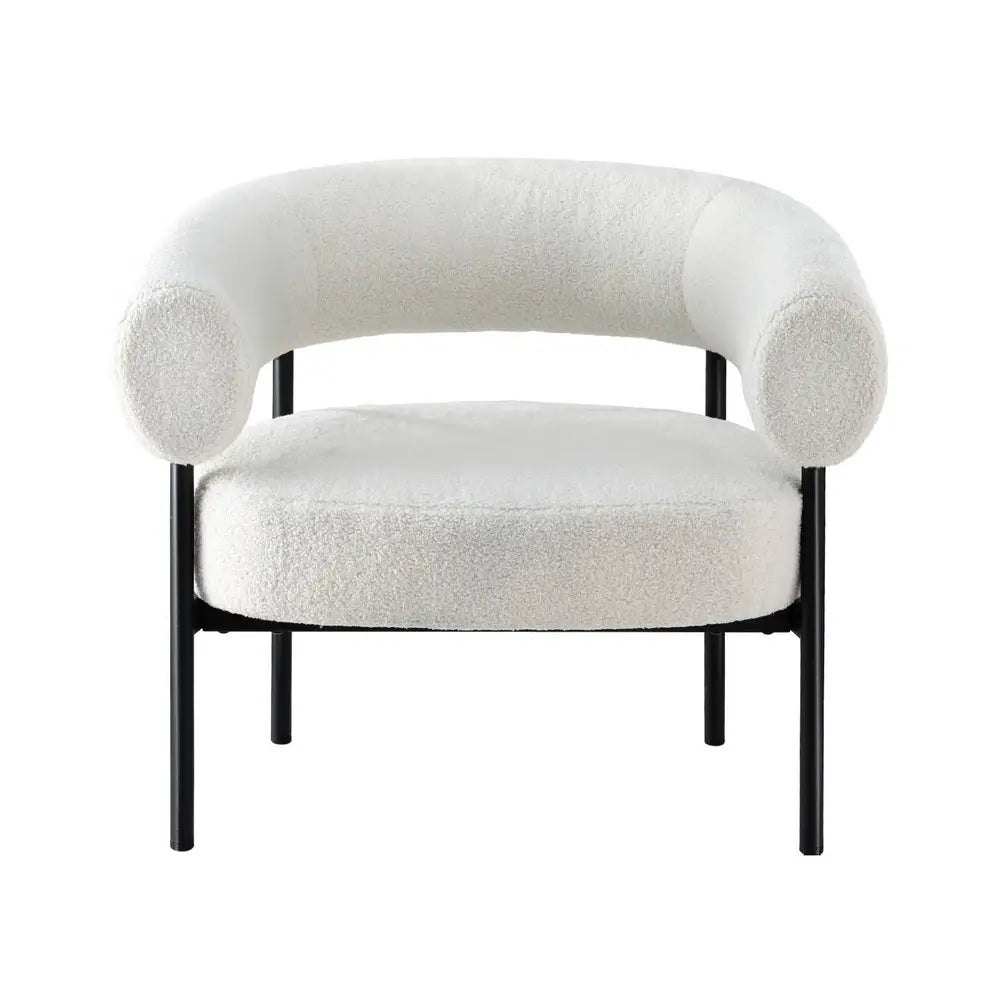 Artiss Armchair Accent Chair Curved Boucle White - Furniture > Bar Stools & Chairs > Arm Chairs & Recliners