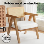 Artiss Armchair Accent Chair Lounge Rattan Velvet Pine - Furniture > Bar Stools & Chairs > Arm Chairs & Recliners