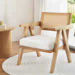Artiss Armchair Accent Chair Lounge Rattan Velvet Pine - Furniture > Bar Stools & Chairs > Arm Chairs & Recliners