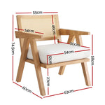 Artiss Armchair Accent Chair Lounge Rattan Velvet Pine - Furniture > Bar Stools & Chairs > Arm Chairs & Recliners