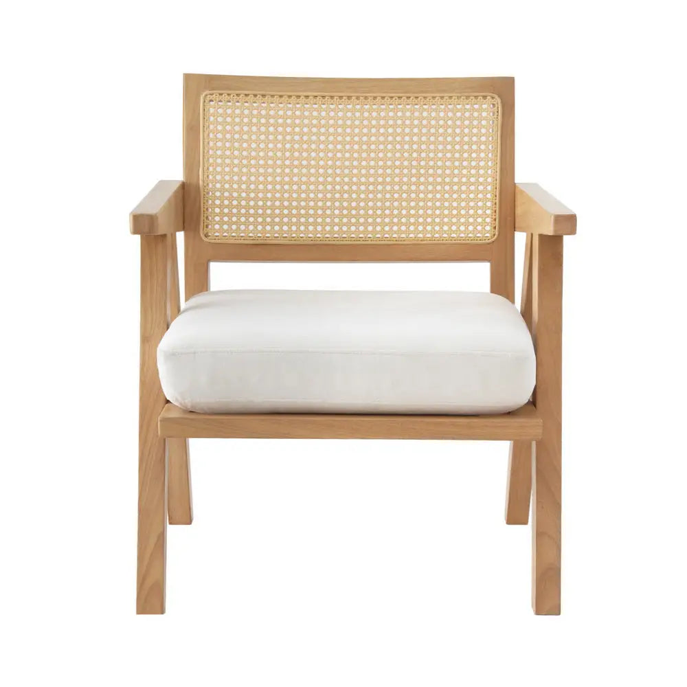 Artiss Armchair Accent Chair Lounge Rattan Velvet Pine - Furniture > Bar Stools & Chairs > Arm Chairs & Recliners