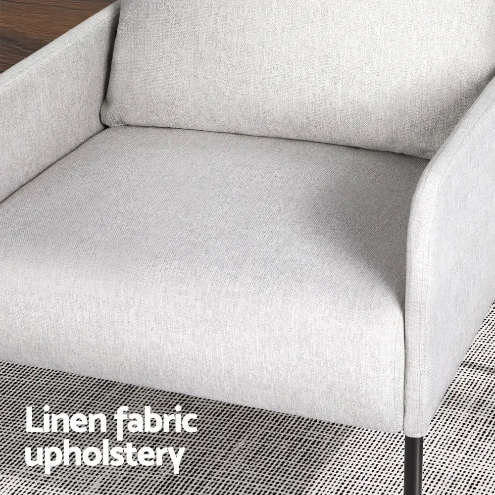 Artiss Armchair Accent Chair Pillow Fabric Grey - Furniture > Bar Stools & Chairs > Arm Chairs & Recliners