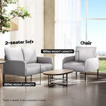 Artiss Armchair Accent Chair Pillow Fabric Grey - Furniture > Bar Stools & Chairs > Arm Chairs & Recliners