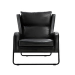 Artiss Armchair Accent Chair PU Leather Wingback Black - Furniture > Bar Stools & Chairs > Arm Chairs & Recliners